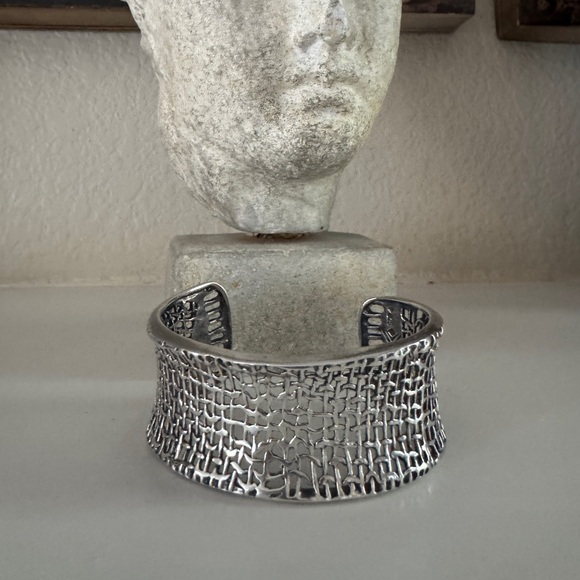Silpada Sterling Silver Woven Mesh Modernist Cuff Bracelet 6" Int Circ - Picture 1 of 6